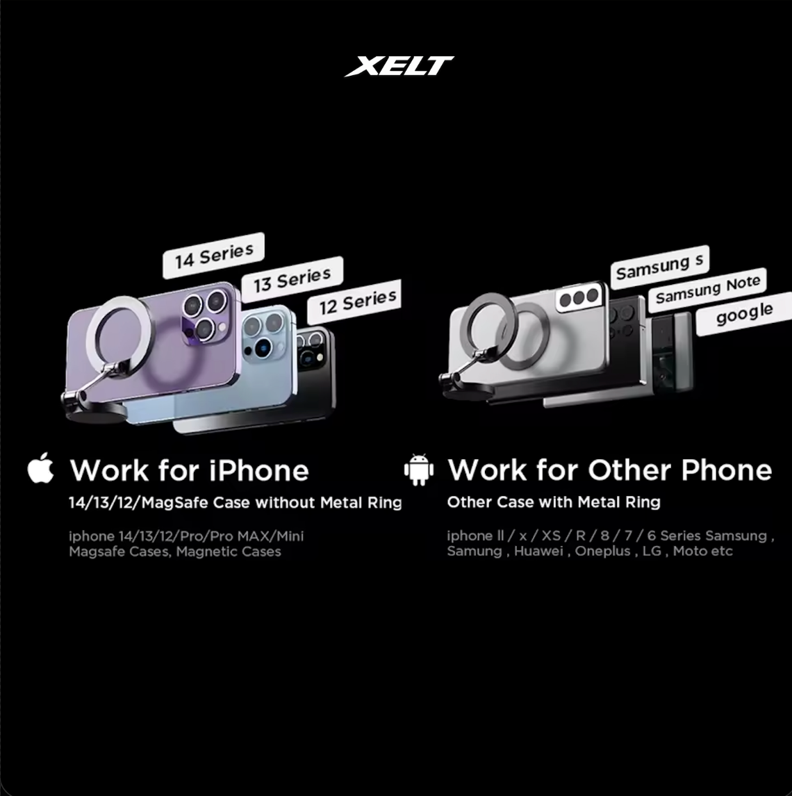 360° MagSafe Vakumlu Araç İçi Telefon Tutucu – 2 Metal Halka
